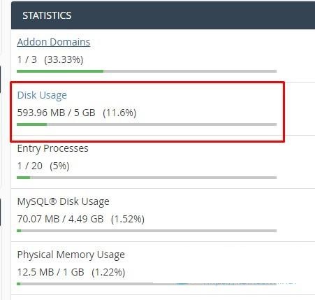 Kiểm tra Disk Space trên hosting cPanel