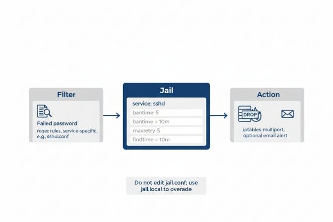 Giới thiệu các thành phần cấu hình chính Filter, Action, Jail