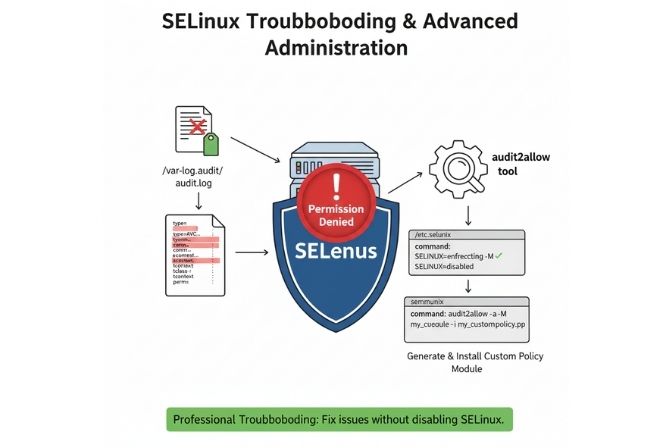 Xử lý sự cố thường gặp và mẹo quản trị chuyên sâu SELinux